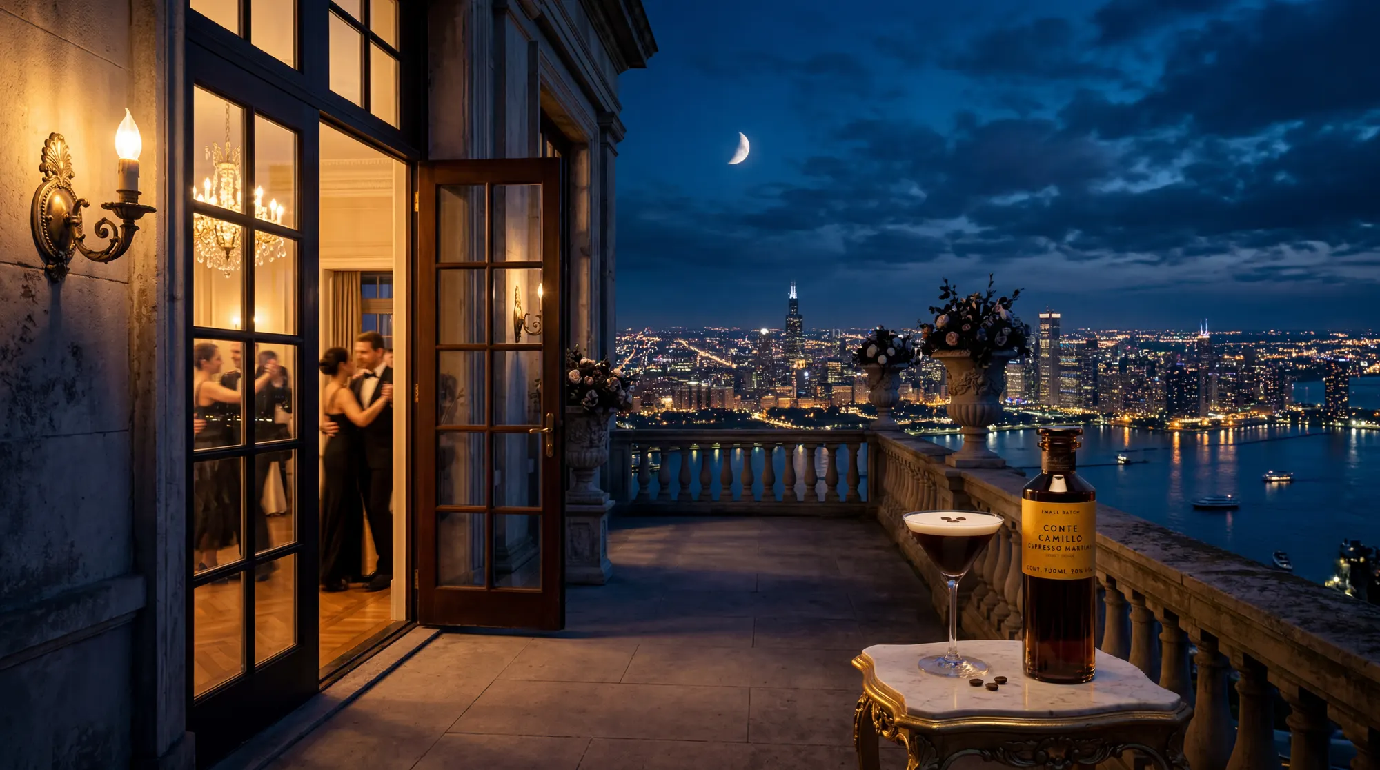 The Midnight Terrace — the city below, candlelight, and the night still open
