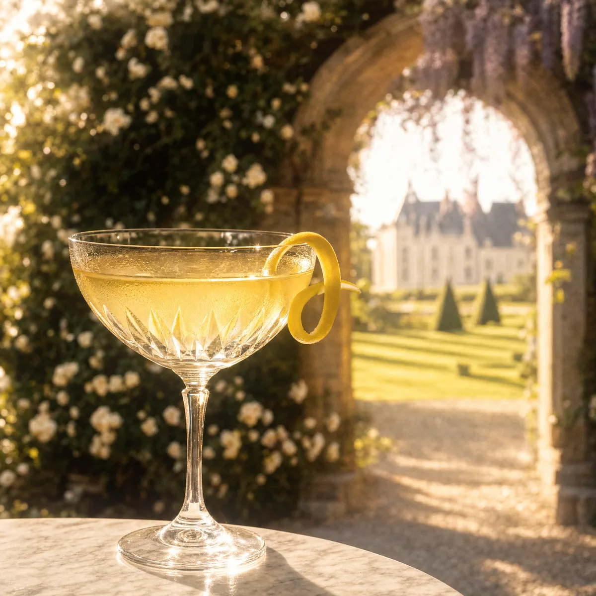 The Conte Camillo Lemon Drop, ice-cold in a coupe among the lemon trees